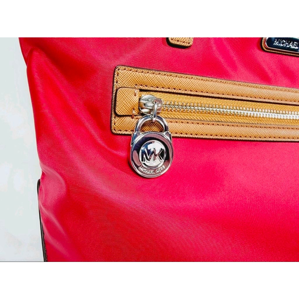 Michael Kors Red Brown Nylon Tote Bag - Picture 2 of 12